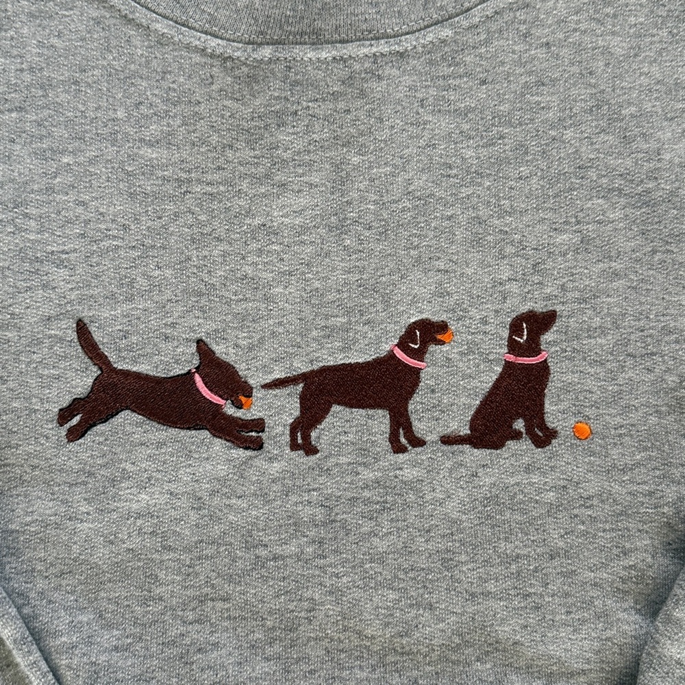 Chocolate lab and ball Embroidered Sweatshirt